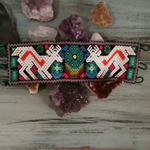 Huichol Sacred Deer Peyote Flower Bracelet